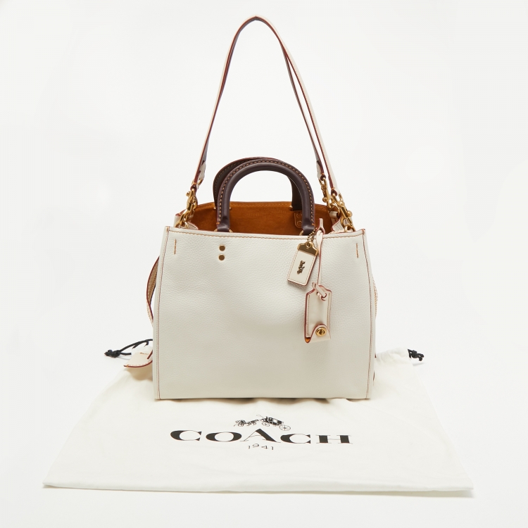 Pre Owned Coach White Leather Rogue Tote