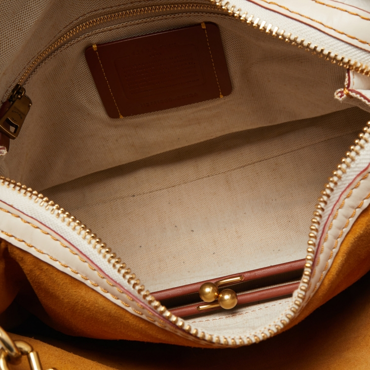 Pre Owned Coach White Leather Rogue Tote