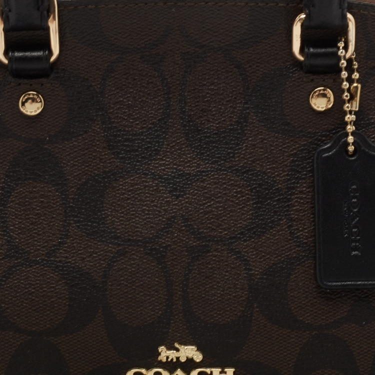 Pre Owned Coach Brown Signature Coated Canvas and Leather Mini Sierra Satchel
