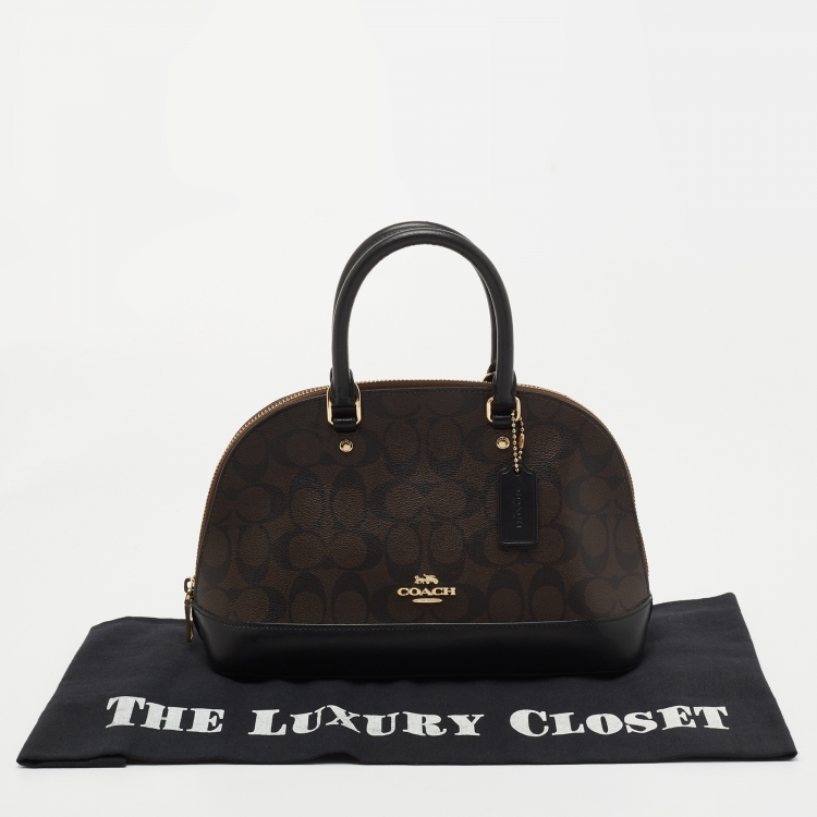 Pre Owned Coach Brown Signature Coated Canvas and Leather Mini Sierra Satchel