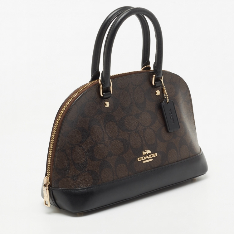 Pre Owned Coach Brown Signature Coated Canvas and Leather Mini Sierra Satchel