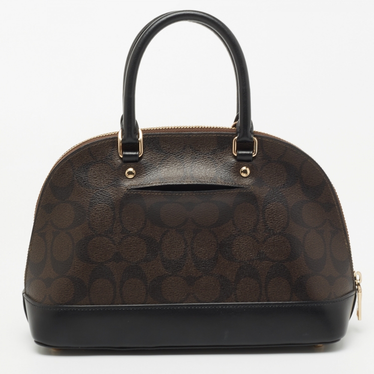 Pre Owned Coach Brown Signature Coated Canvas and Leather Mini Sierra Satchel