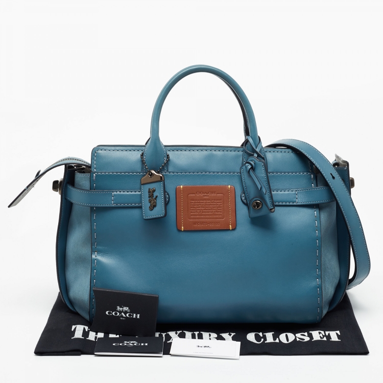 Pre Owned Coach Blue Leather Swagger Satchel