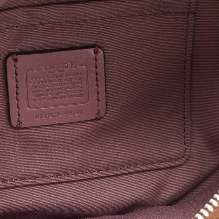 Pre Owned Coach Purple/Beige Signature Coated Canvas and Leather Lily Print Belt Bag