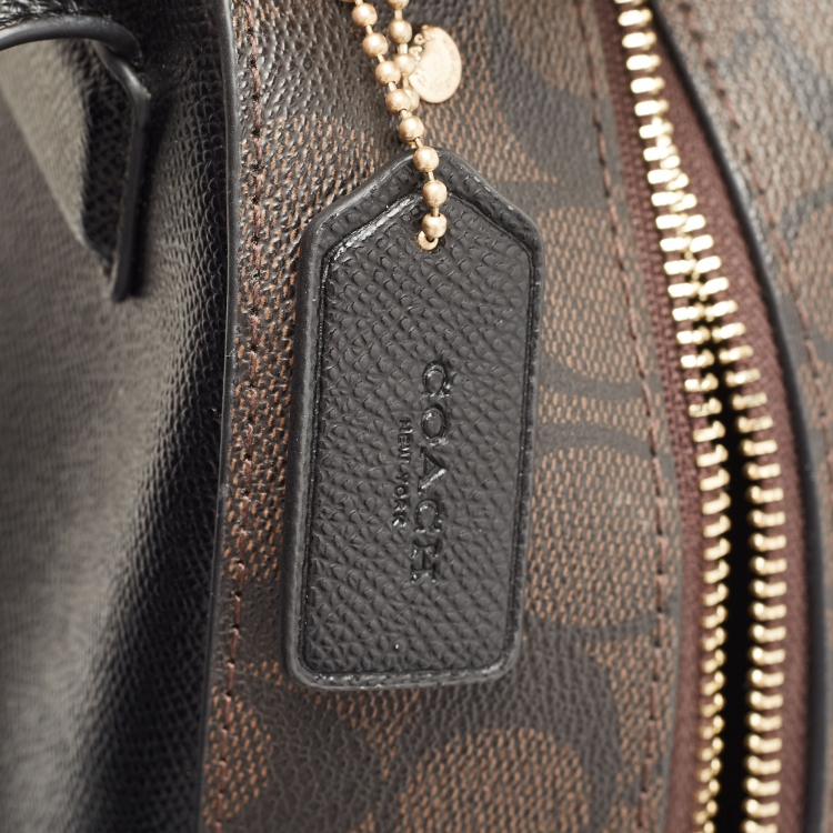مملوكة مسبقًا Coach Black/Brown Signature Coated Canvas and Leather Jordyn Backpack