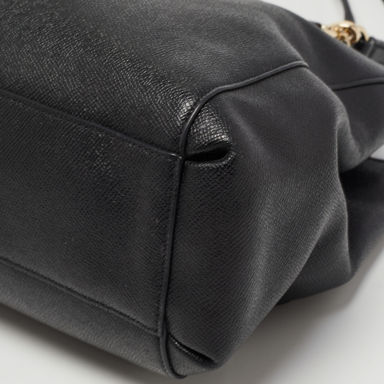 Pre Owned Coach Black Leather Christie Carryall Tote 