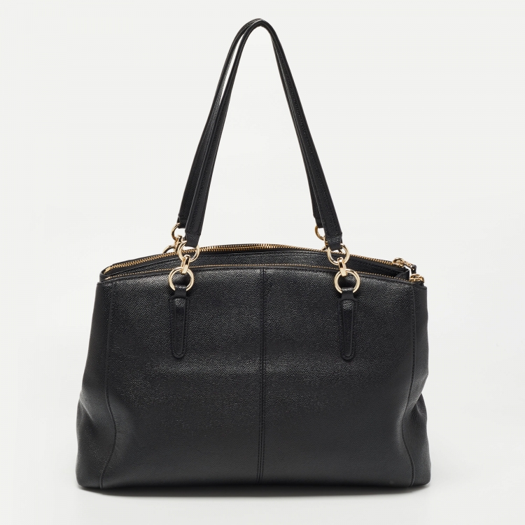 Pre Owned Coach Black Leather Christie Carryall Tote 