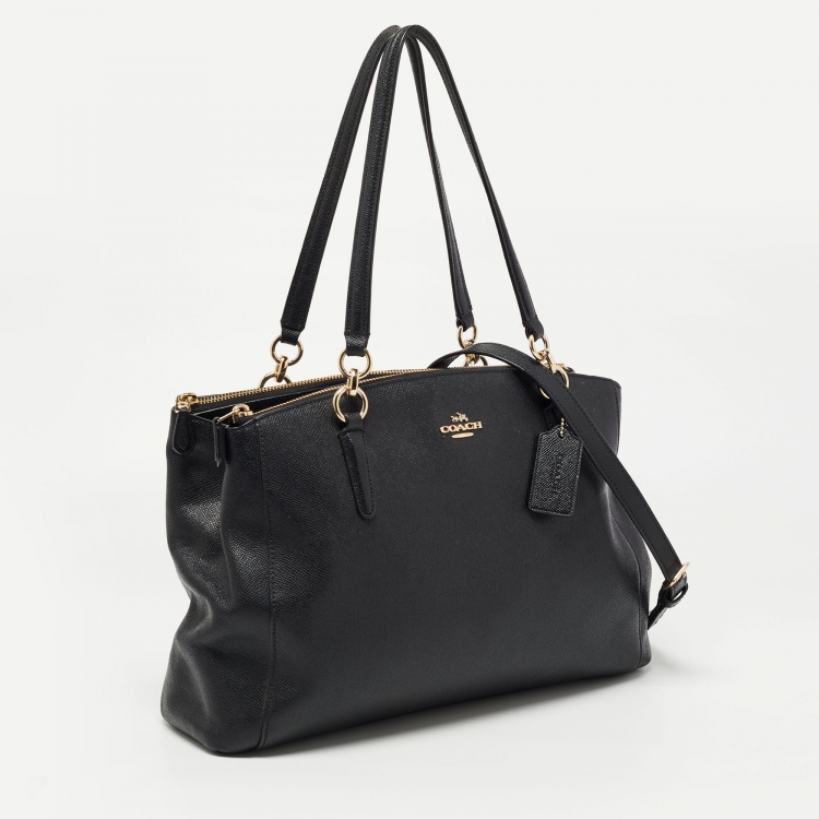 Pre Owned Coach Black Leather Christie Carryall Tote 