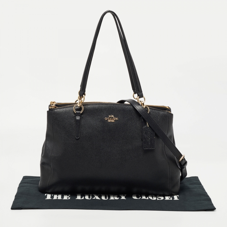 Pre Owned Coach Black Leather Christie Carryall Tote 