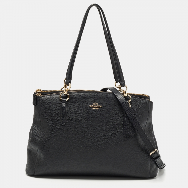 Pre Owned Coach Black Leather Christie Carryall Tote 