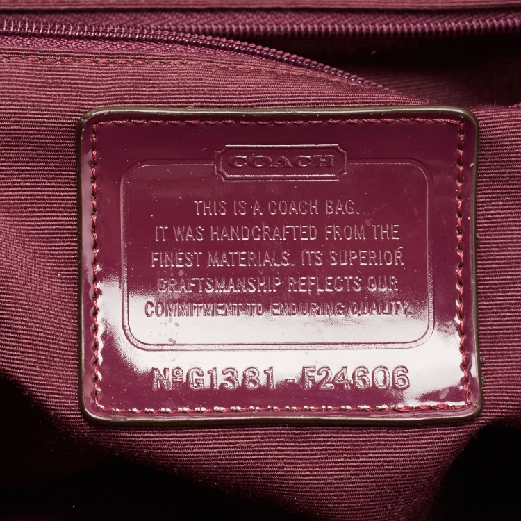 Pre Owned Coach Beige/Purple Signature Coated Canvas and Leather Peyton Dome Satchel 