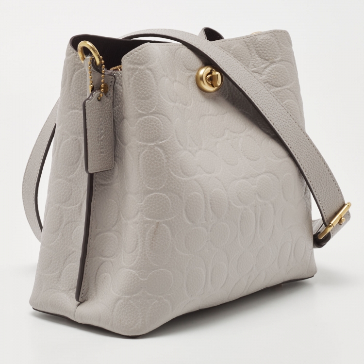 Pre Owned Coach Grey Leather Willow Bucket Bag