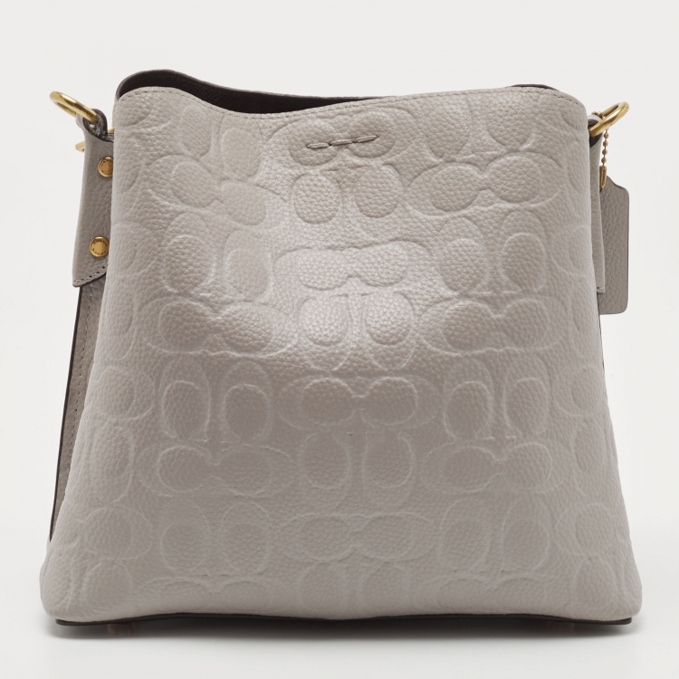 Pre Owned Coach Grey Leather Willow Bucket Bag