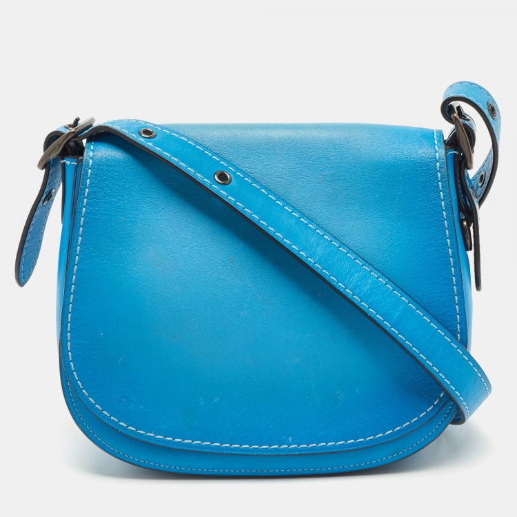 Coach Blue Leather Saddle Crossbody Bag Coach The Luxury Closet