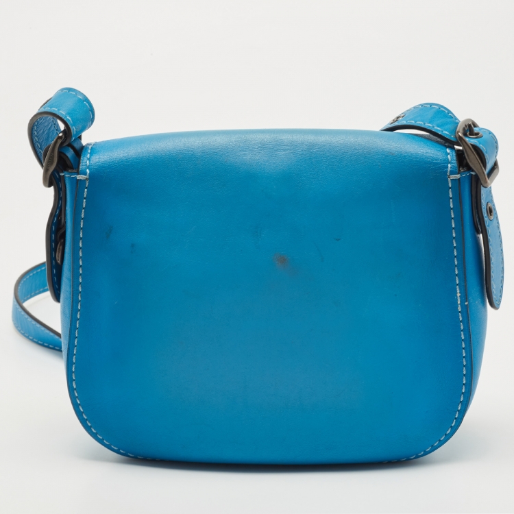 Coach Blue Leather Saddle Crossbody Bag Coach The Luxury Closet