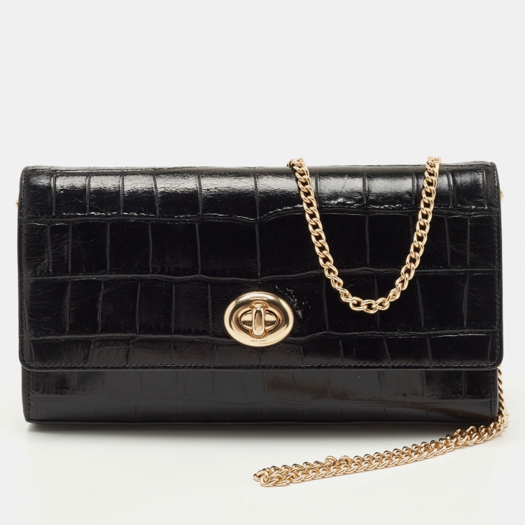 Coach Black Leather Marlow Turnlock Crossbody Bag Coach The Luxury Closet