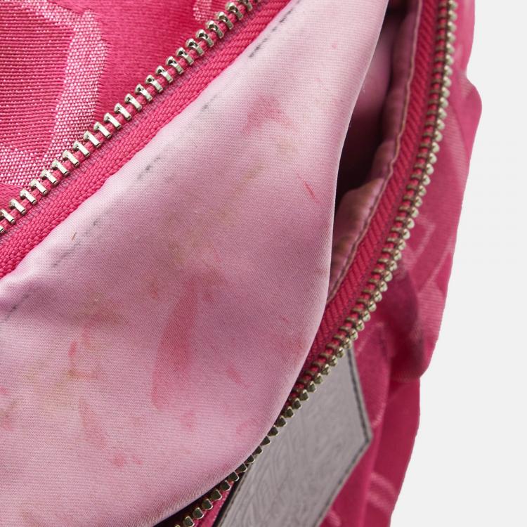Pre Owned Coach Pink Signature Canvas and Patent Leather Poppy Laura Secret Admirer Tote