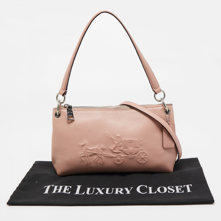 Pre Owned Coach Pink Leather Charley Crossbody Bag