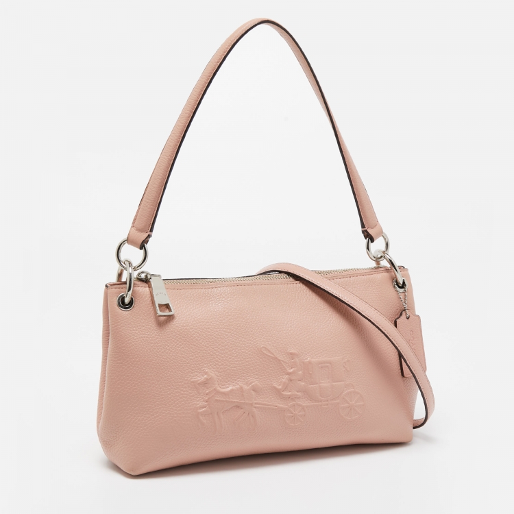 Pre Owned Coach Pink Leather Charley Crossbody Bag
