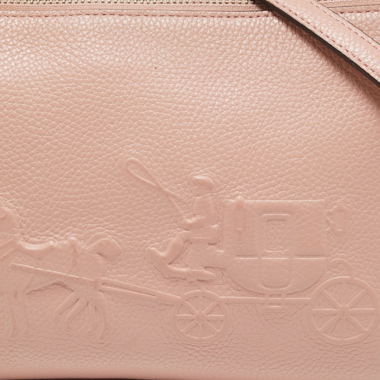 Pre Owned Coach Pink Leather Charley Crossbody Bag