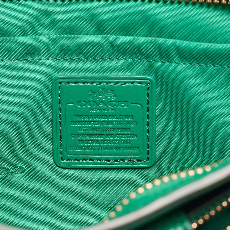 Pre Owned Coach Green Leather Noa Pop Up Wallet on Chain