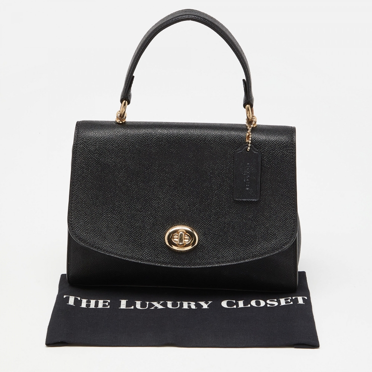 Pre Owned Coach Black Leather Tilly Top Handle Bag