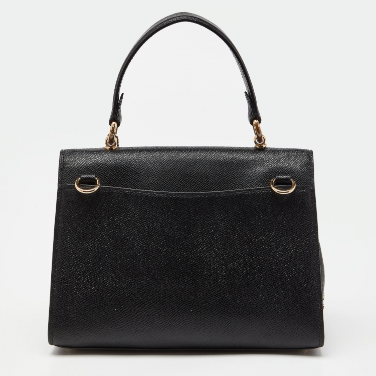 Pre Owned Coach Black Leather Tilly Top Handle Bag