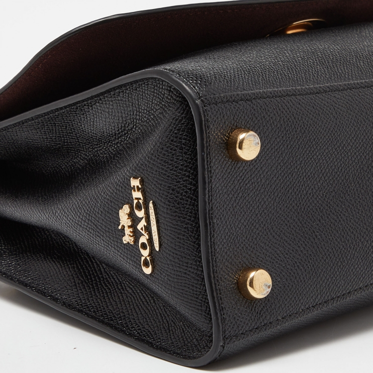 Pre Owned Coach Black Leather Tilly Top Handle Bag