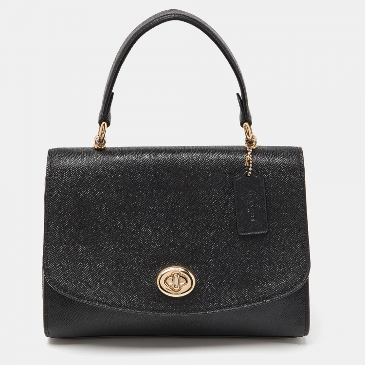 Pre Owned Coach Black Leather Tilly Top Handle Bag
