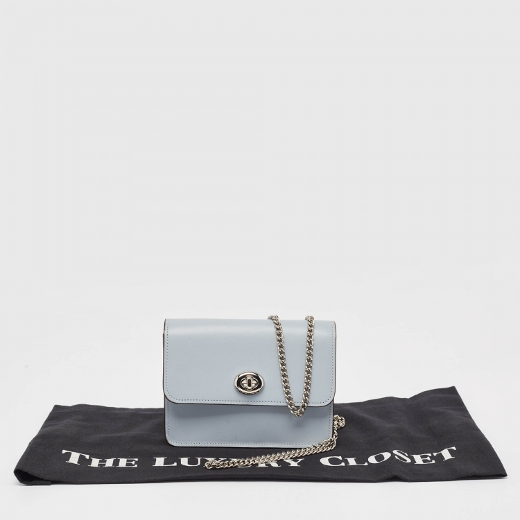 Pre Owned Coach Grey/Beige Leather and Signature Coated Canvas Bowery Chain Shoulder Bag
