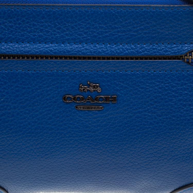 Pre Owned Coach Blue Grain Leather Mickie Crossbody Bag