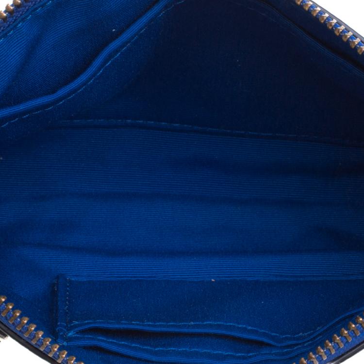 Pre Owned Coach Blue Grain Leather Mickie Crossbody Bag