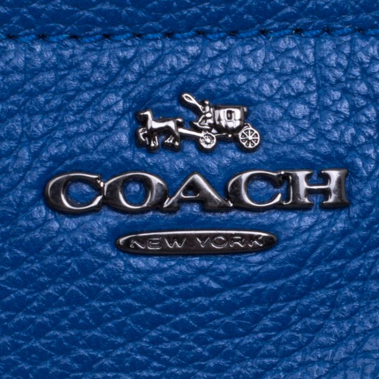 Pre Owned Coach Blue Grain Leather Mickie Crossbody Bag