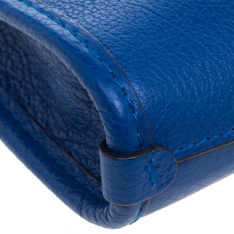 Pre Owned Coach Blue Grain Leather Mickie Crossbody Bag