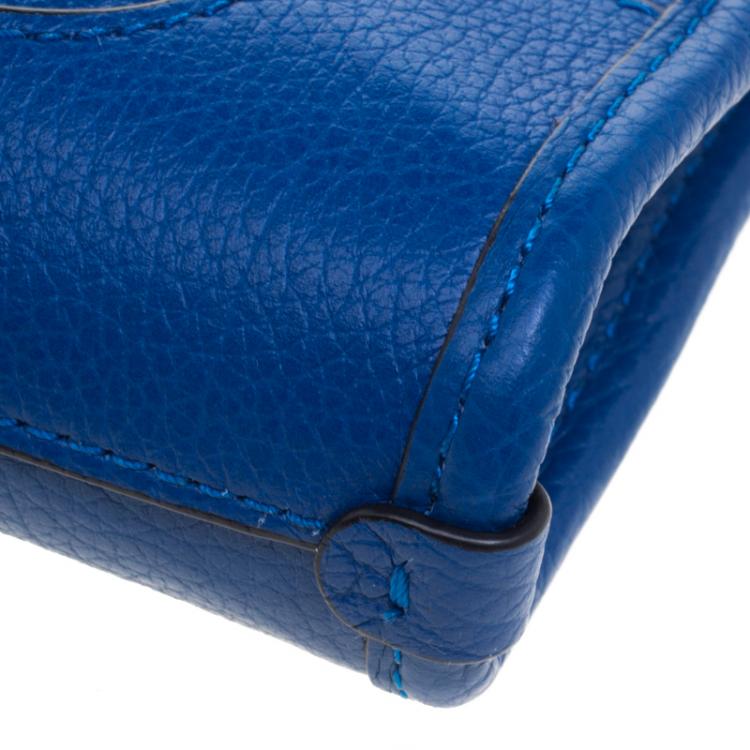 Pre Owned Coach Blue Grain Leather Mickie Crossbody Bag