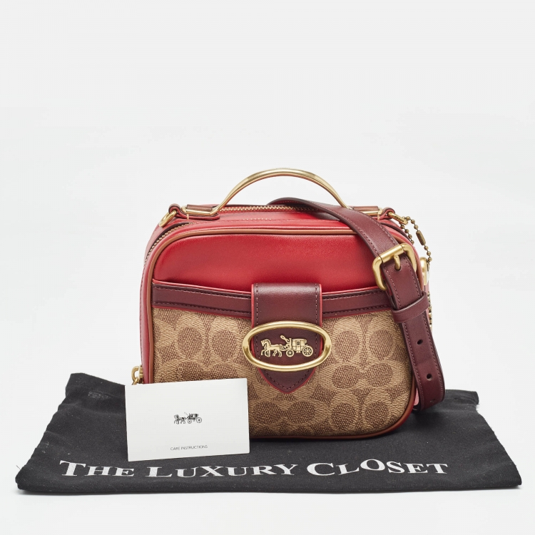 Pre Owned Coach Multicolor Signature Coated Canvas and Leather Riley Lunchbox Bag
