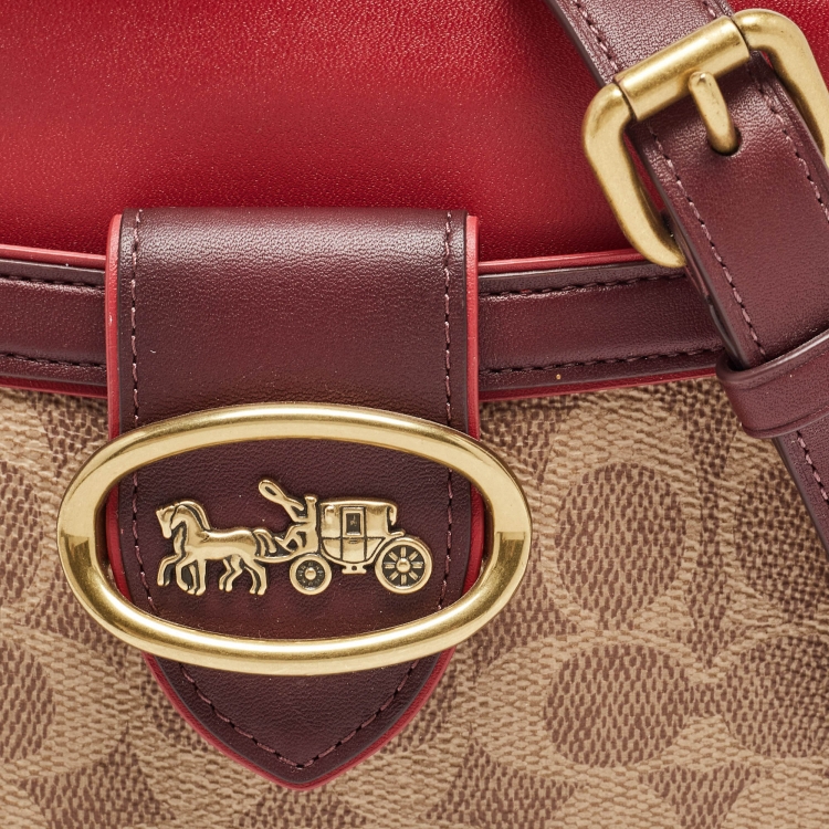 Pre Owned Coach Multicolor Signature Coated Canvas and Leather Riley Lunchbox Bag