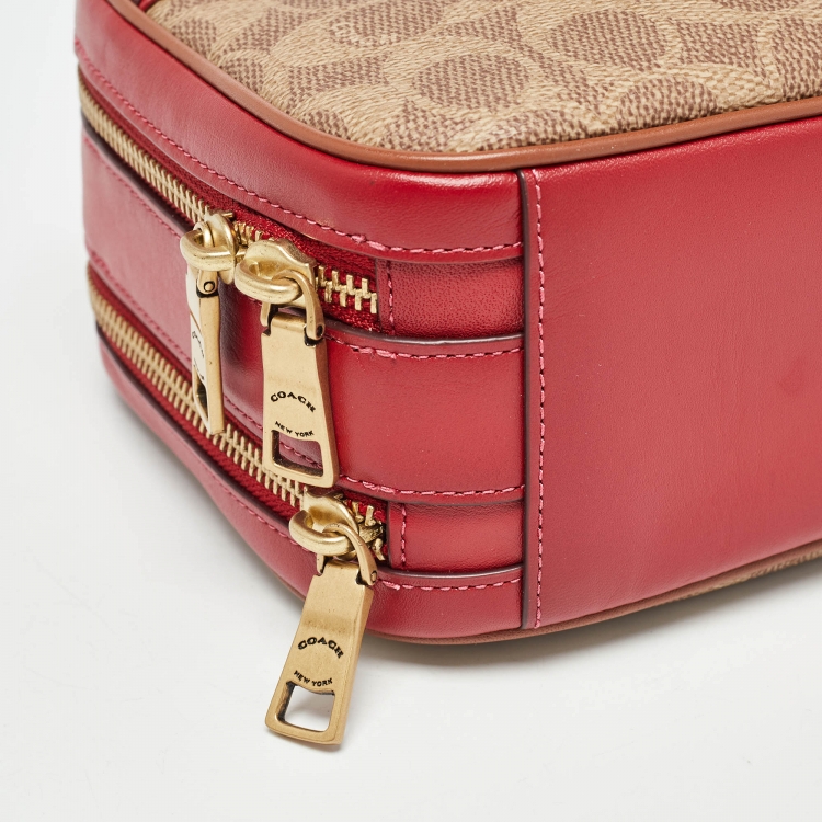 Pre Owned Coach Multicolor Signature Coated Canvas and Leather Riley Lunchbox Bag