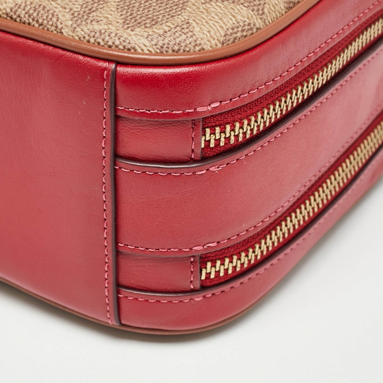 Pre Owned Coach Multicolor Signature Coated Canvas and Leather Riley Lunchbox Bag