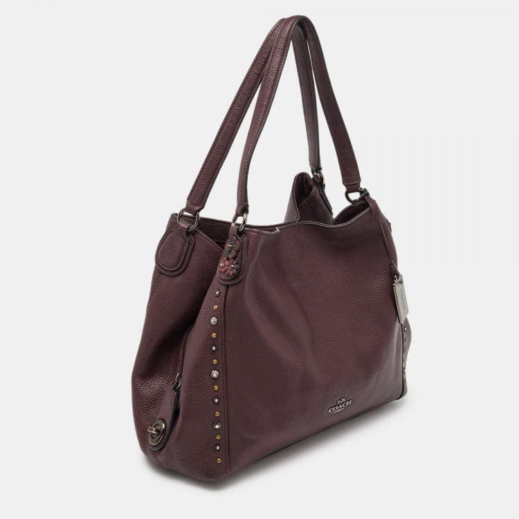Pre Owned Coach Burgundy Leather Edie Shoulder Bag