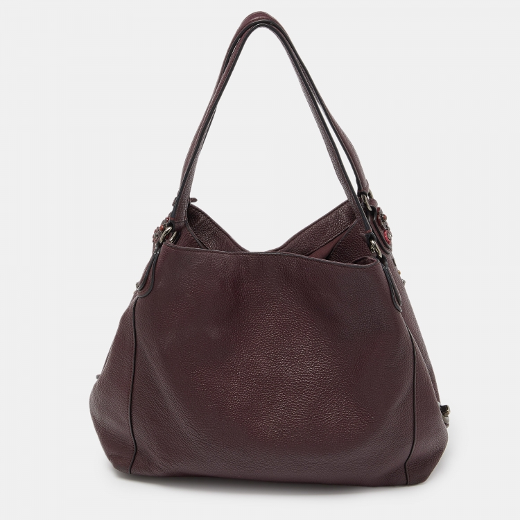 Pre Owned Coach Burgundy Leather Edie Shoulder Bag