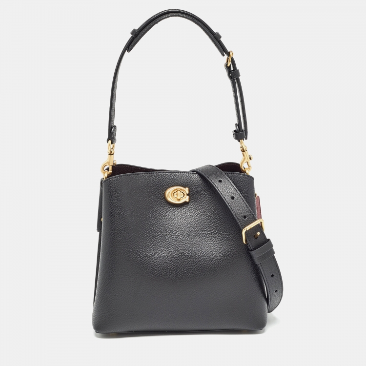 Pre Owned Coach Black Leather Willow Bucket Bag