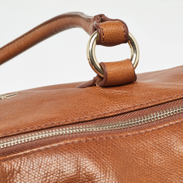 Pre Owned Aigner Brown Leather Zip Duffel Bag