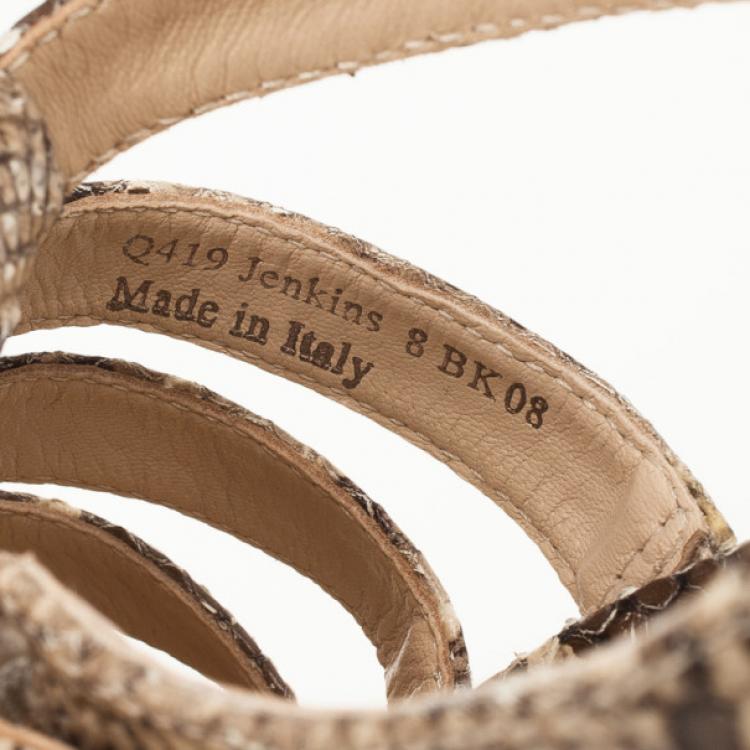 Pre Owned Coach Sarafina Strappy Snakeskin Sandals Size 38.5