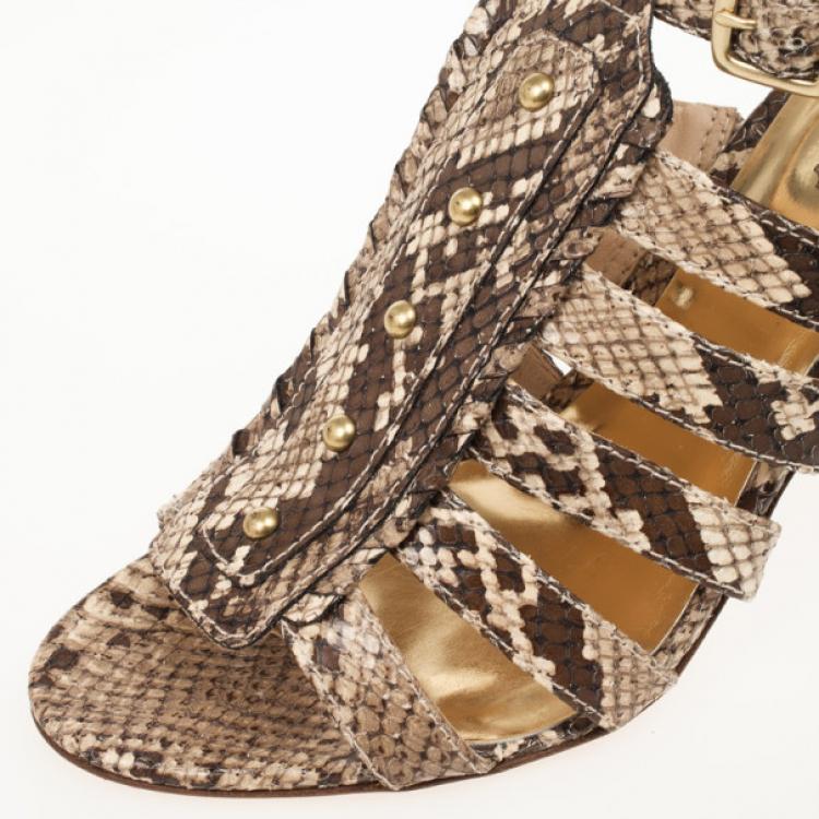 Pre Owned Coach Sarafina Strappy Snakeskin Sandals Size 38.5