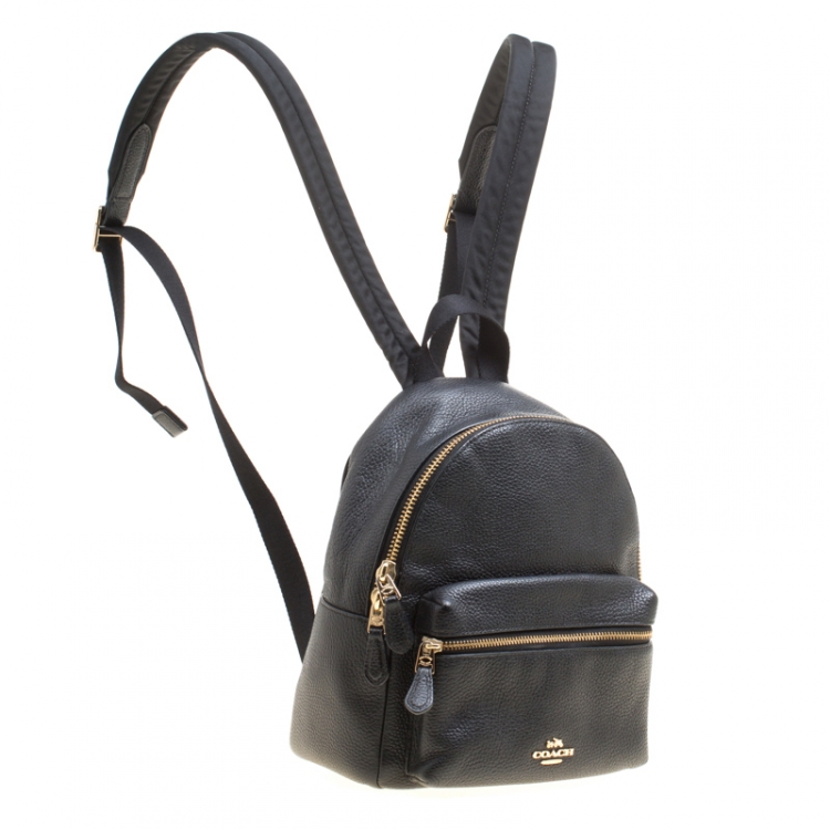 Pre Owned Coach Black Leather Mini Charlie Backpack