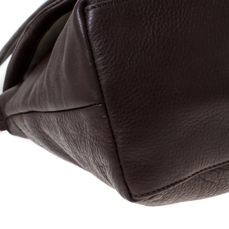 Pre Owned Cole Haan Brown Leather Flap Crossbody Bag