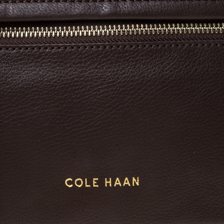 Pre Owned Cole Haan Brown Leather Flap Crossbody Bag