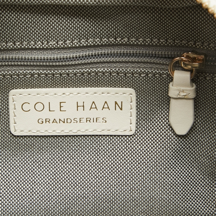 Pre Owned Cole Haan Ivory Python Print Leather Mini Top Handle Bag