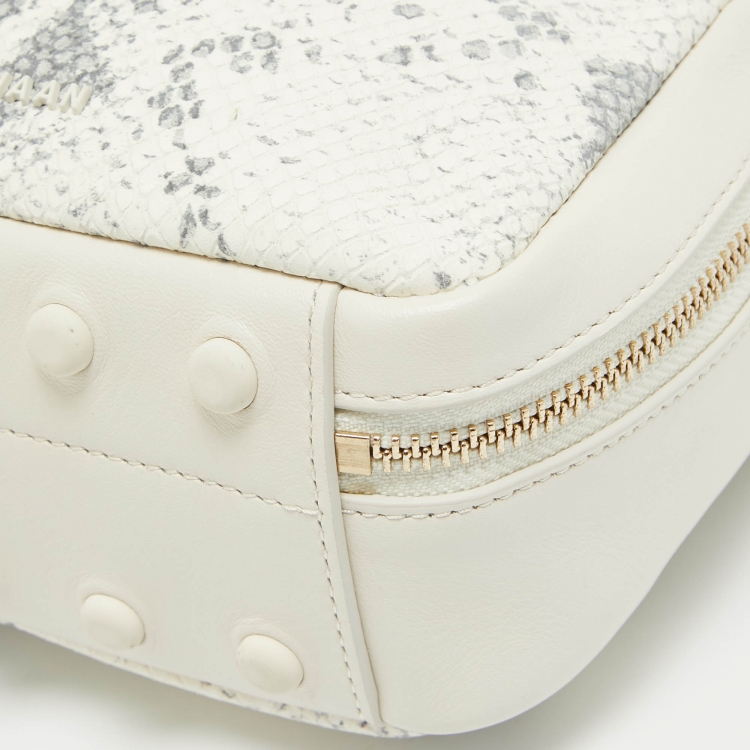 Pre Owned Cole Haan Ivory Python Print Leather Mini Top Handle Bag